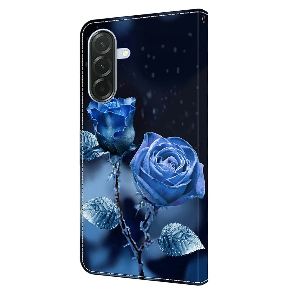 For Samsung Galaxy A57 5G Wallet Case Pattern Printing Stand Leather Flip Phone Cover - Blue Roses
