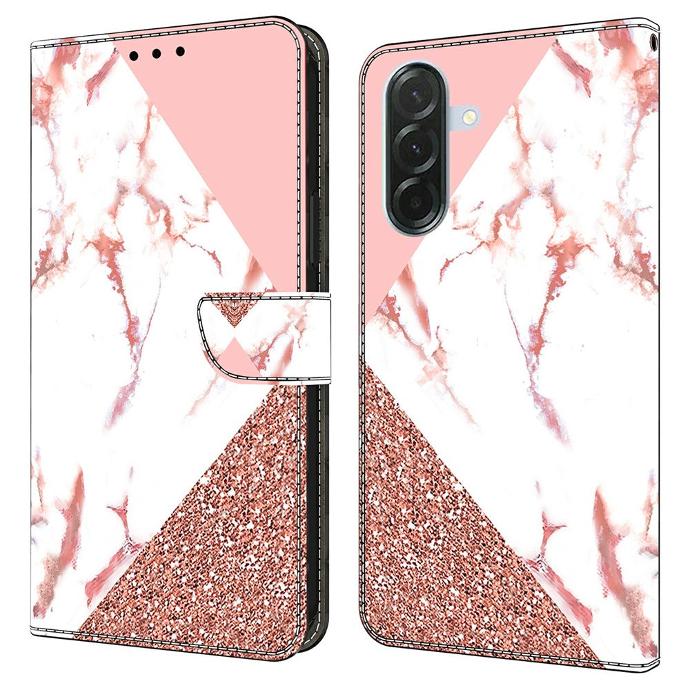 For Samsung Galaxy A57 5G Wallet Case Pattern Printing Stand Leather Flip Phone Cover - Triangular Marble