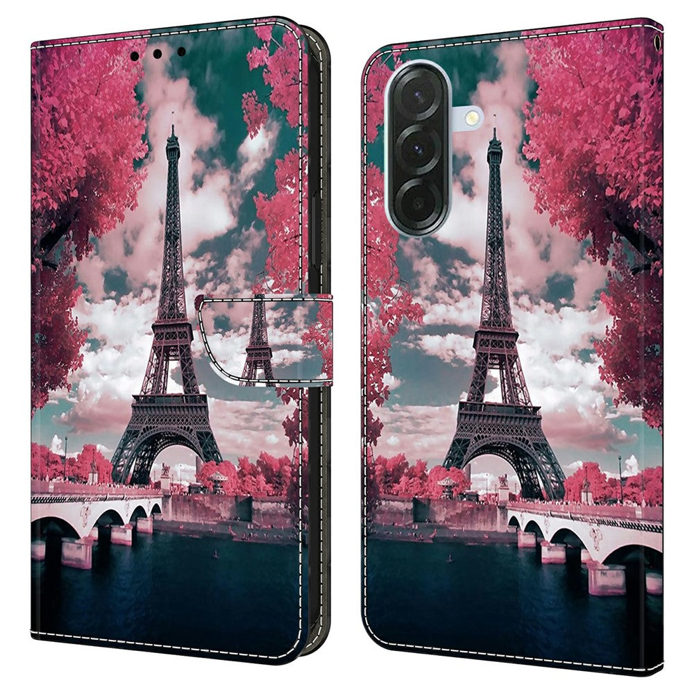 For Samsung Galaxy A57 5G Wallet Case Pattern Printing Stand Leather Flip Phone Cover - Eiffel Tower