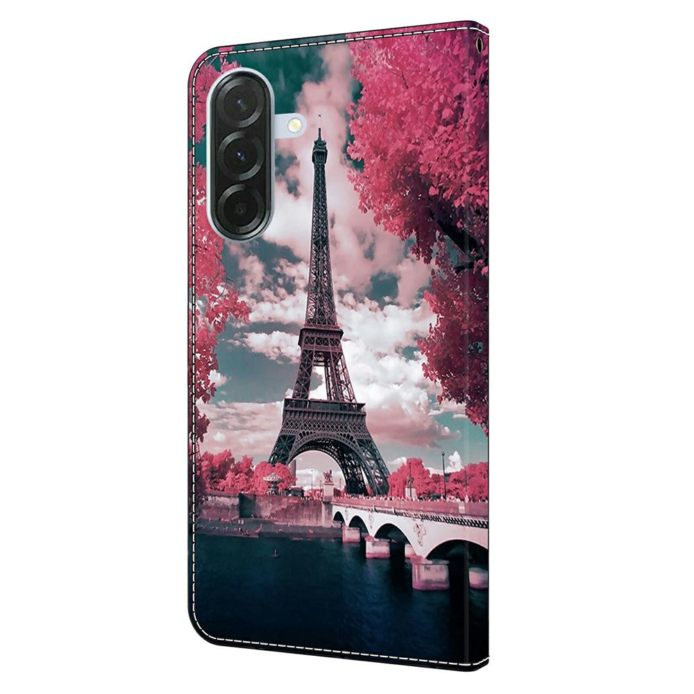 For Samsung Galaxy A57 5G Wallet Case Pattern Printing Stand Leather Flip Phone Cover - Eiffel Tower