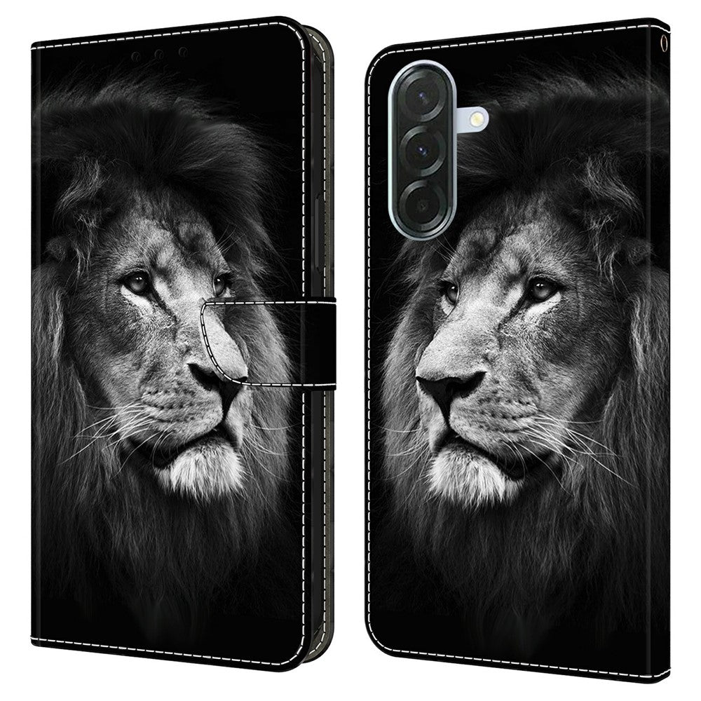 For Samsung Galaxy A57 5G Wallet Case Pattern Printing Stand Leather Flip Phone Cover - Lion