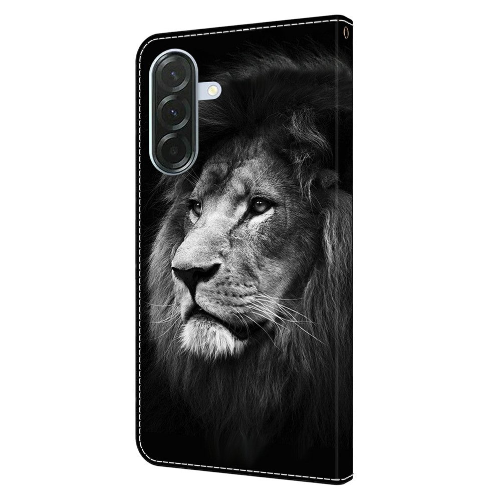 For Samsung Galaxy A57 5G Wallet Case Pattern Printing Stand Leather Flip Phone Cover - Lion