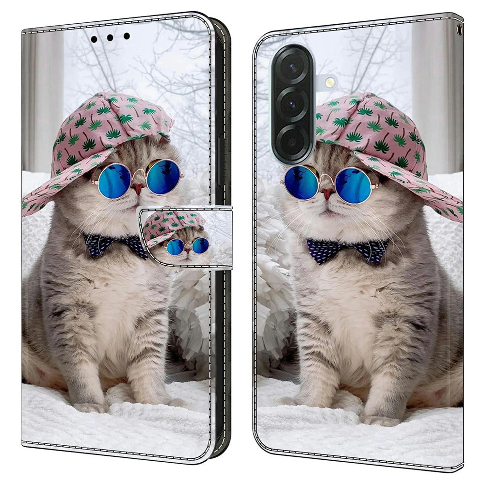 For Samsung Galaxy A57 5G Wallet Case Pattern Printing Stand Leather Flip Phone Cover - Hat Cat