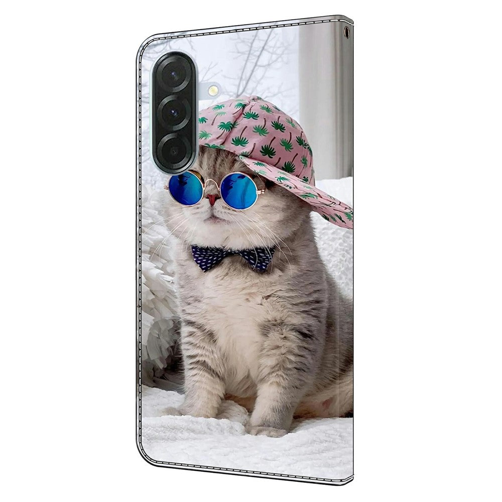 For Samsung Galaxy A57 5G Wallet Case Pattern Printing Stand Leather Flip Phone Cover - Hat Cat