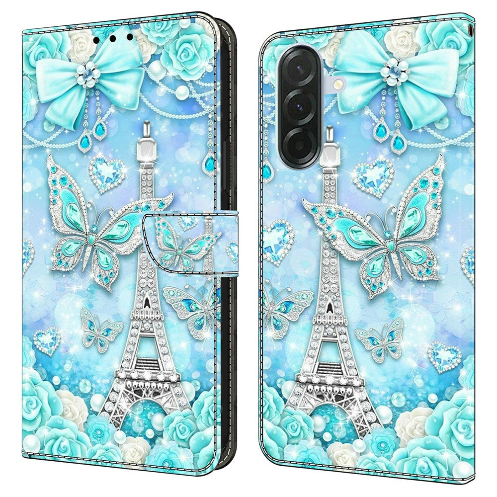 For Samsung Galaxy A57 5G Wallet Case Pattern Printing Stand Leather Flip Phone Cover - Butterfly Cobalt Tower