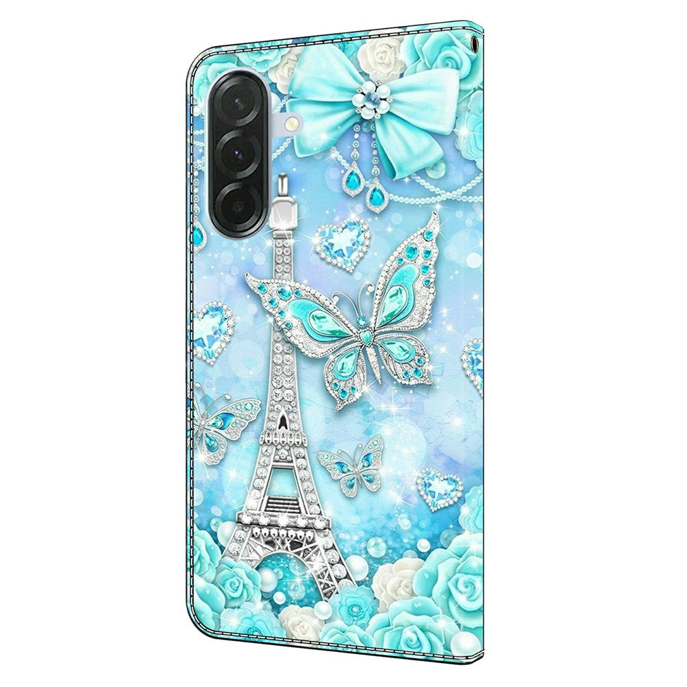 For Samsung Galaxy A57 5G Wallet Case Pattern Printing Stand Leather Flip Phone Cover - Butterfly Cobalt Tower