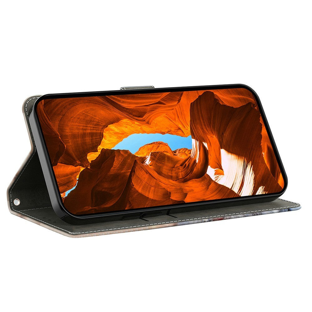 For Samsung Galaxy A57 5G Leather Case Pattern Printing Wallet Stand Flip Phone Cover - Hand-holding Cat