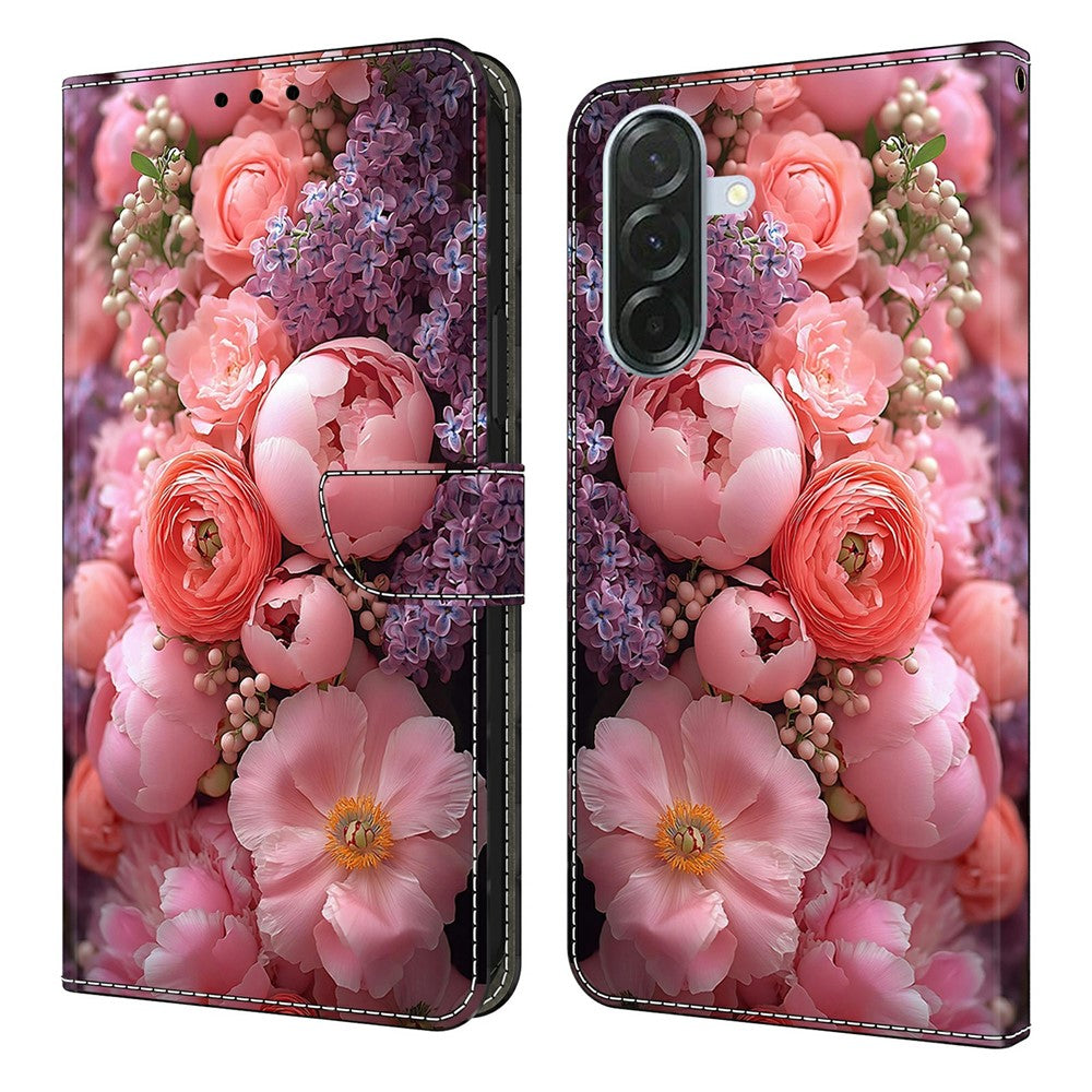 For Samsung Galaxy A57 5G Leather Case Pattern Printing Wallet Stand Flip Phone Cover - Ranunculaceae