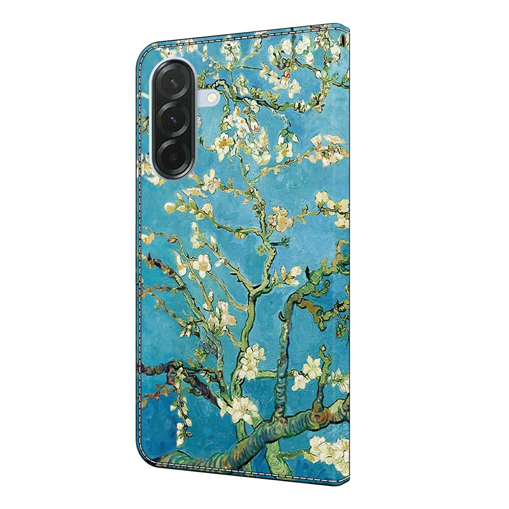 For Samsung Galaxy A57 5G Leather Case Pattern Printing Wallet Stand Flip Phone Cover - Apricot Blossom