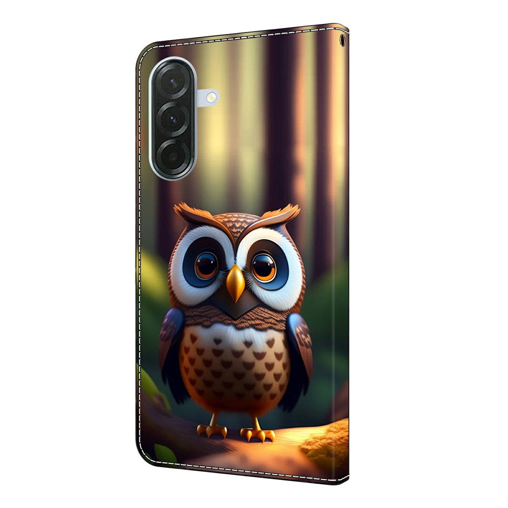 For Samsung Galaxy A57 5G Leather Case Pattern Printing Wallet Stand Flip Phone Cover - Brown Little Owl