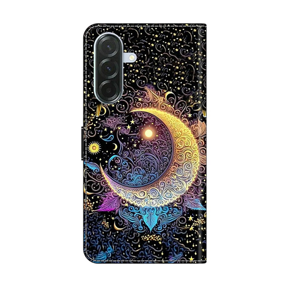 For Samsung Galaxy A57 5G Case Wallet Stand Pattern Printing PU Leather Flip Phone Cover - Bright Moon
