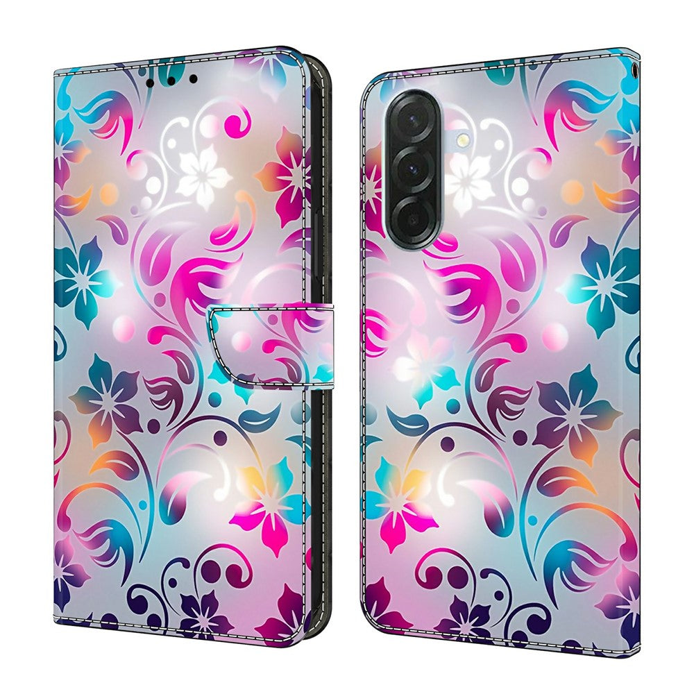 For Samsung Galaxy A57 5G Case Wallet Stand Pattern Printing PU Leather Flip Phone Cover - Craft Flowers