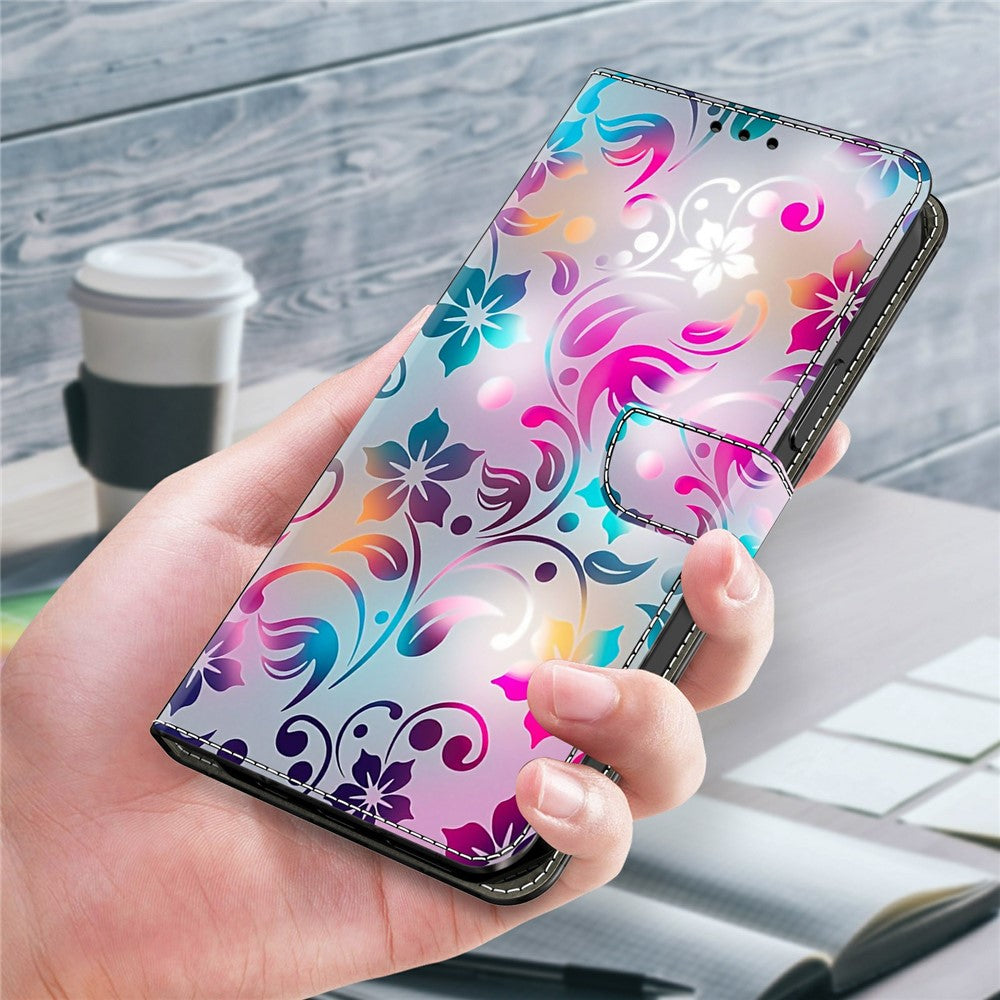 For Samsung Galaxy A57 5G Case Wallet Stand Pattern Printing PU Leather Flip Phone Cover - Craft Flowers