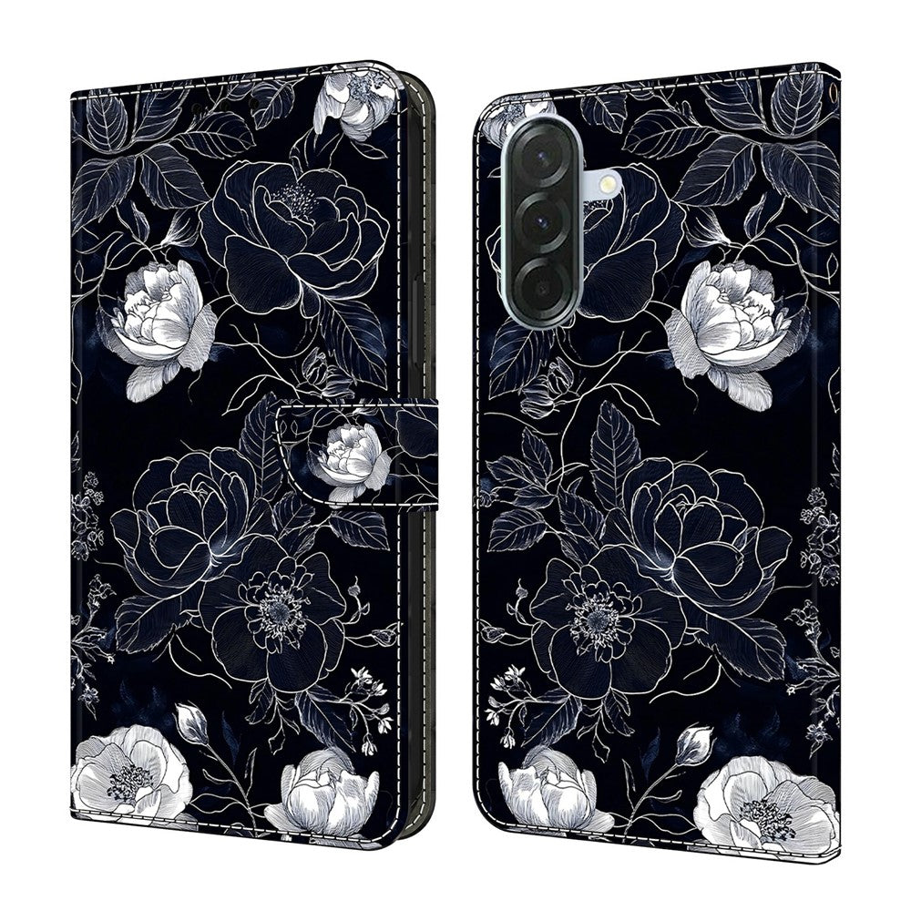 For Samsung Galaxy A57 5G Case Wallet Stand Pattern Printing PU Leather Flip Phone Cover - Vintage Flowers