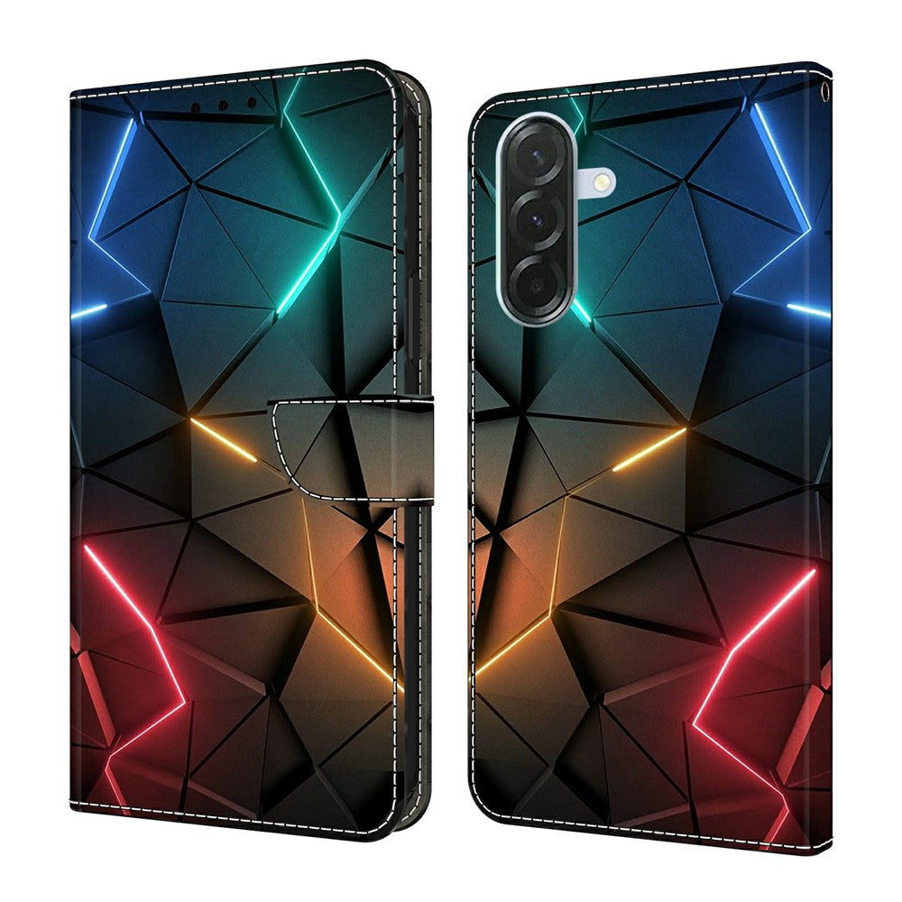 For Samsung Galaxy A57 5G Case Wallet Stand Pattern Printing PU Leather Flip Phone Cover - Light Cracks