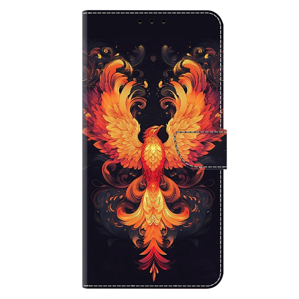 For Samsung Galaxy A57 5G Case Wallet Stand Pattern Printing PU Leather Flip Phone Cover - Flame Bird
