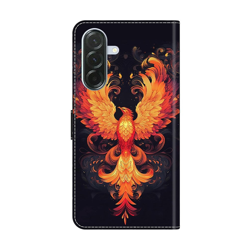 For Samsung Galaxy A57 5G Case Wallet Stand Pattern Printing PU Leather Flip Phone Cover - Flame Bird