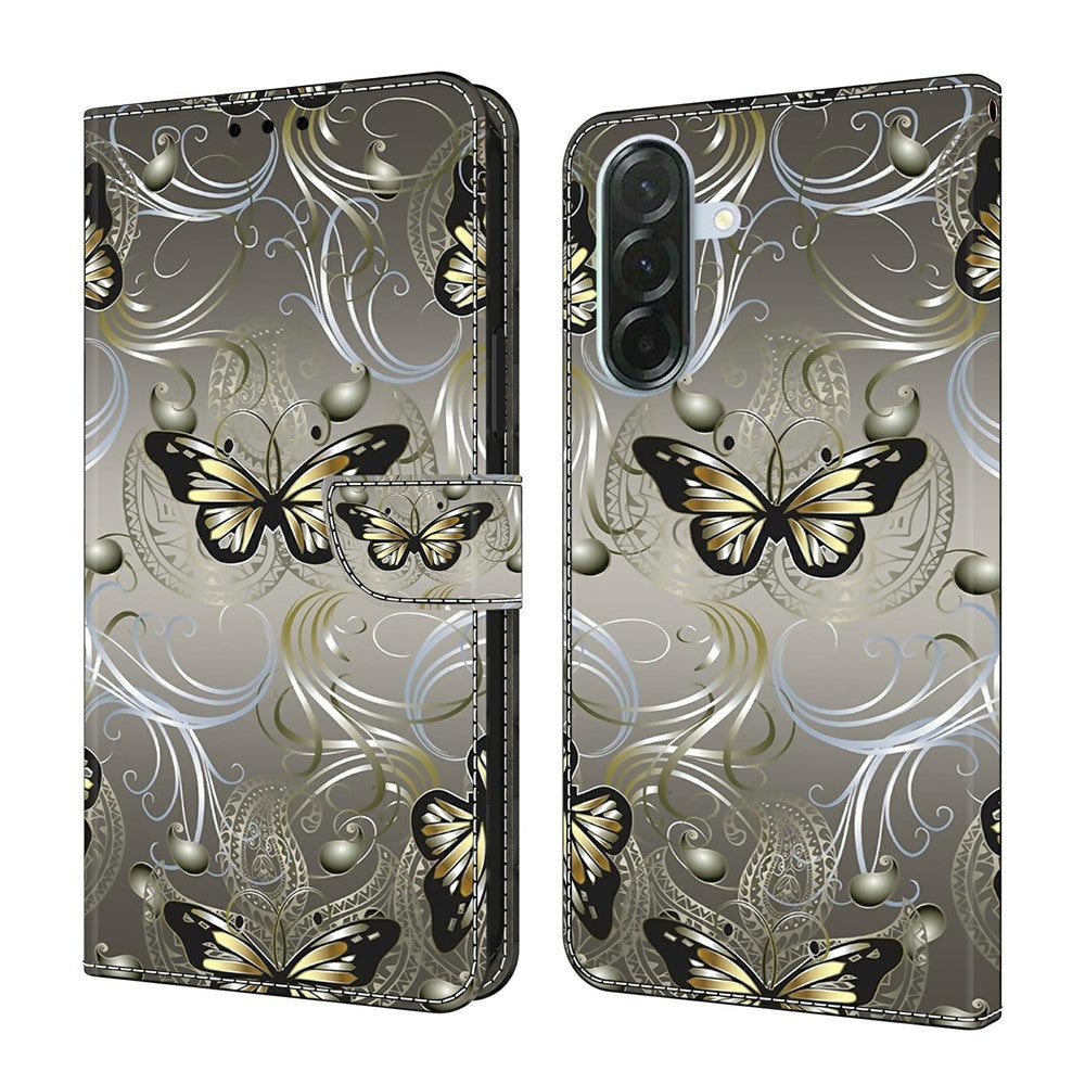 For Samsung Galaxy A57 5G Case Wallet Stand Pattern Printing PU Leather Flip Phone Cover - Lace Butterfly