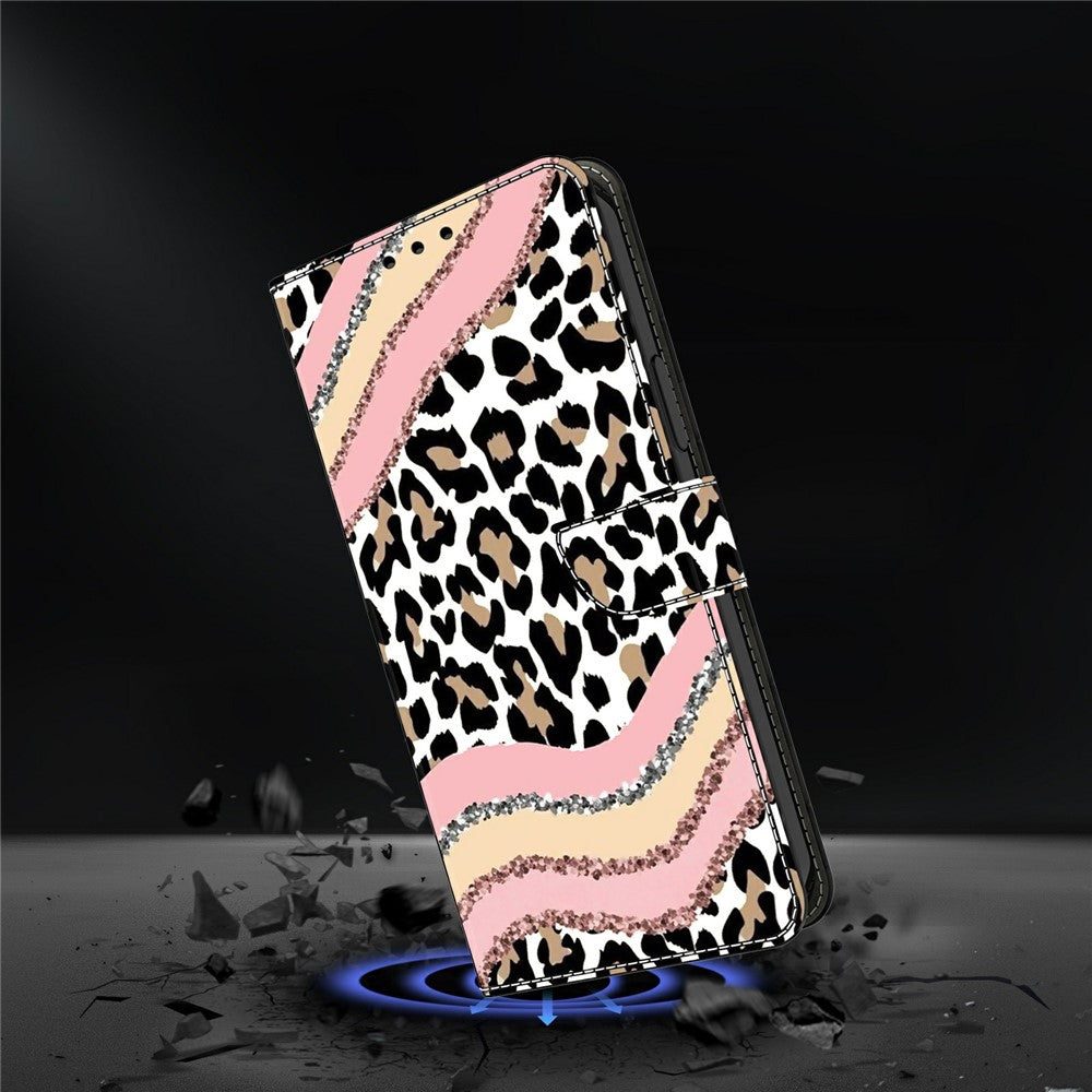 For Samsung Galaxy A57 5G Case Wallet Stand Pattern Printing PU Leather Flip Phone Cover - Striped Leopard