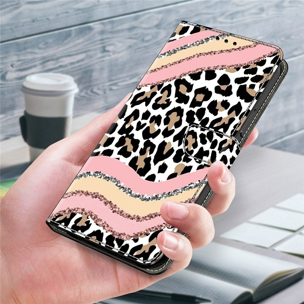 For Samsung Galaxy A57 5G Case Wallet Stand Pattern Printing PU Leather Flip Phone Cover - Striped Leopard