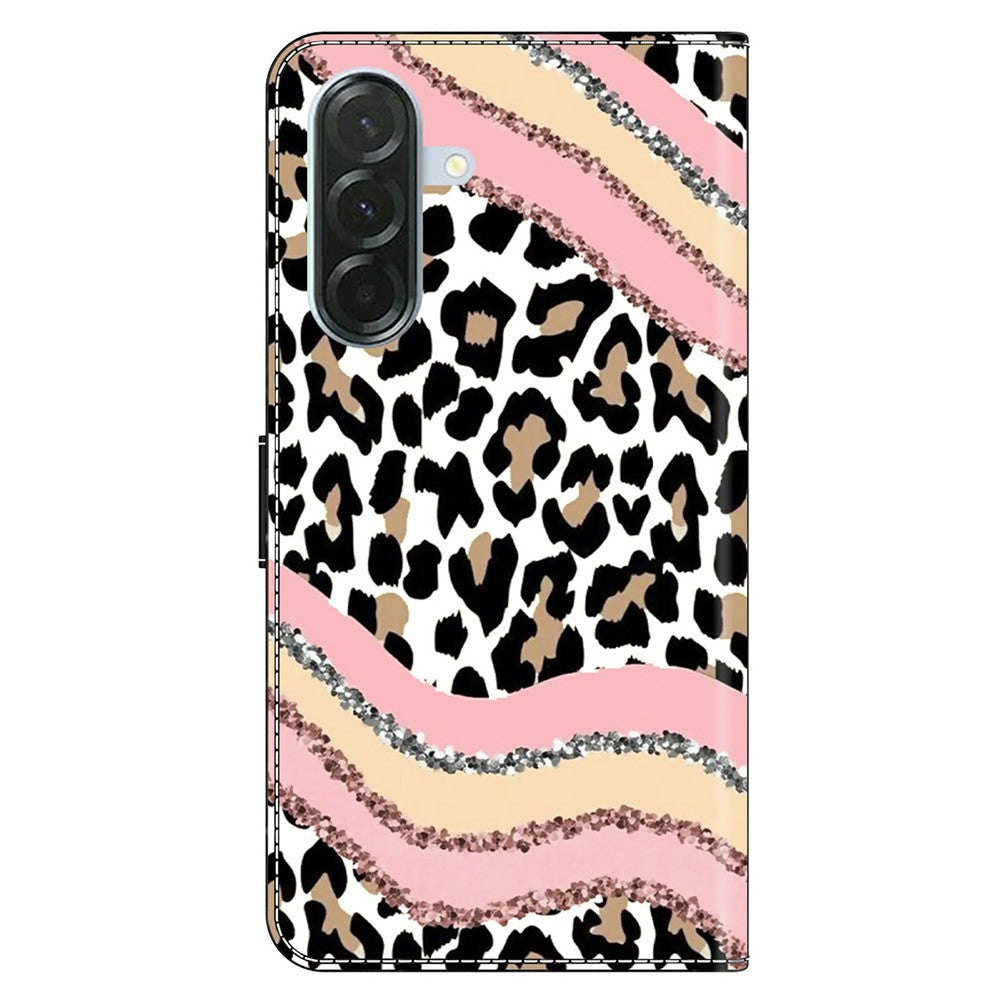 For Samsung Galaxy A57 5G Case Wallet Stand Pattern Printing PU Leather Flip Phone Cover - Striped Leopard