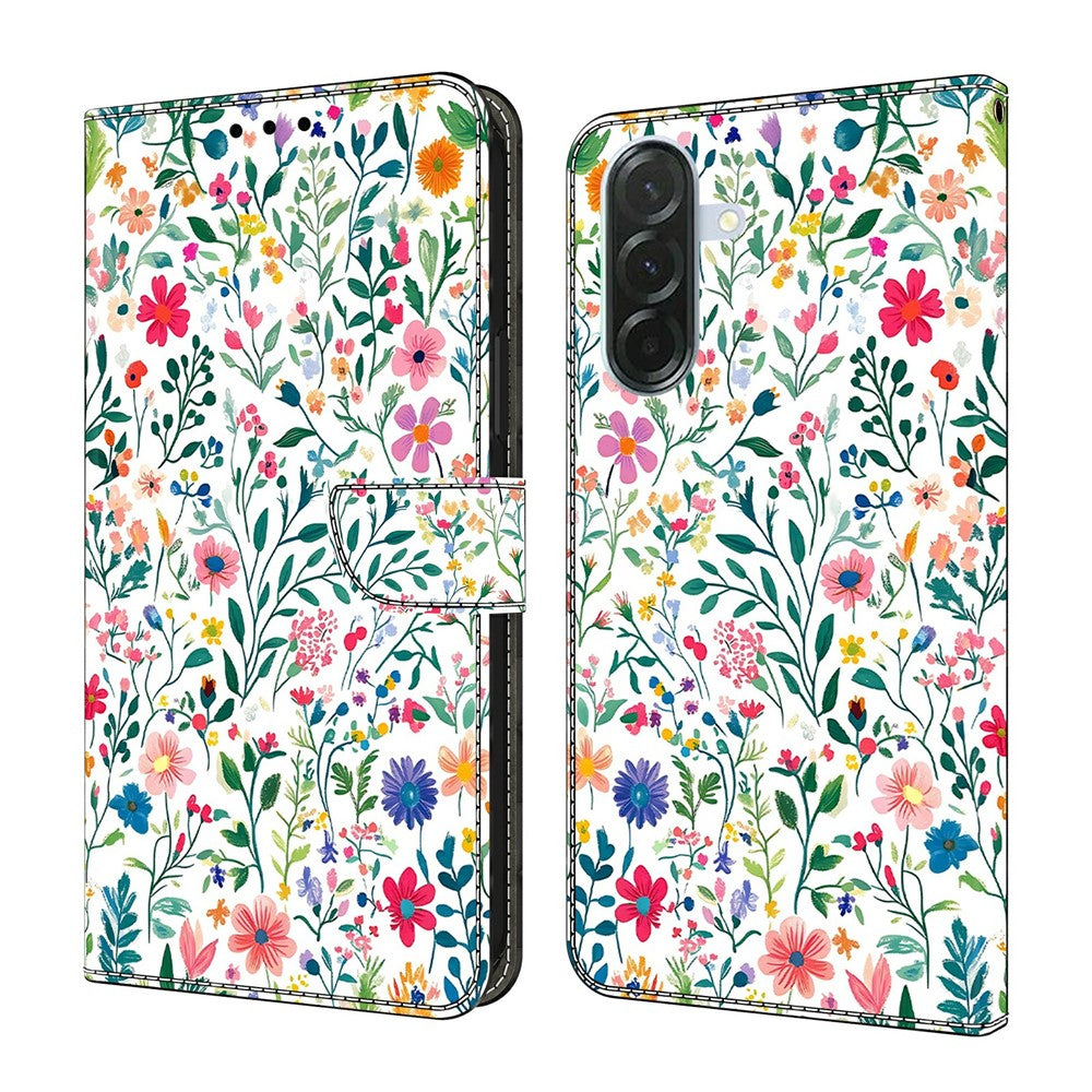 For Samsung Galaxy A57 5G Case Wallet Stand Pattern Printing PU Leather Flip Phone Cover - Small Flowerbed