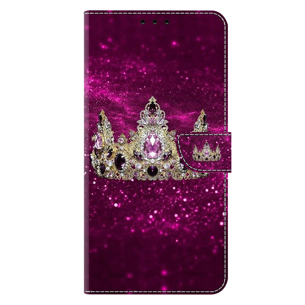 For Samsung Galaxy A57 5G Case Wallet Stand Pattern Printing PU Leather Flip Phone Cover - Purple Diamond Crown