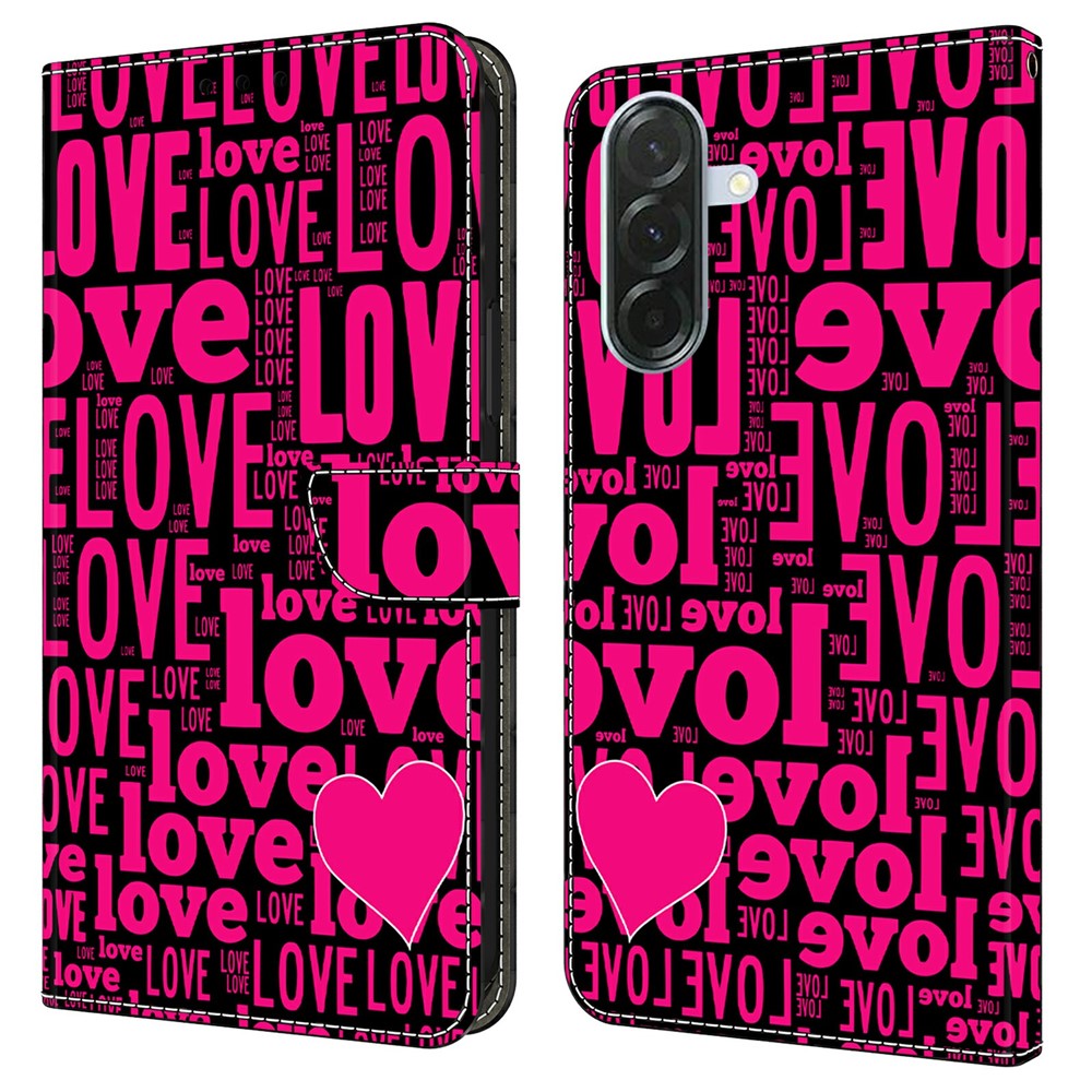 For Samsung Galaxy A57 5G Wallet Case Pattern Printing PU Leather Flip Stand Phone Cover - LOVE