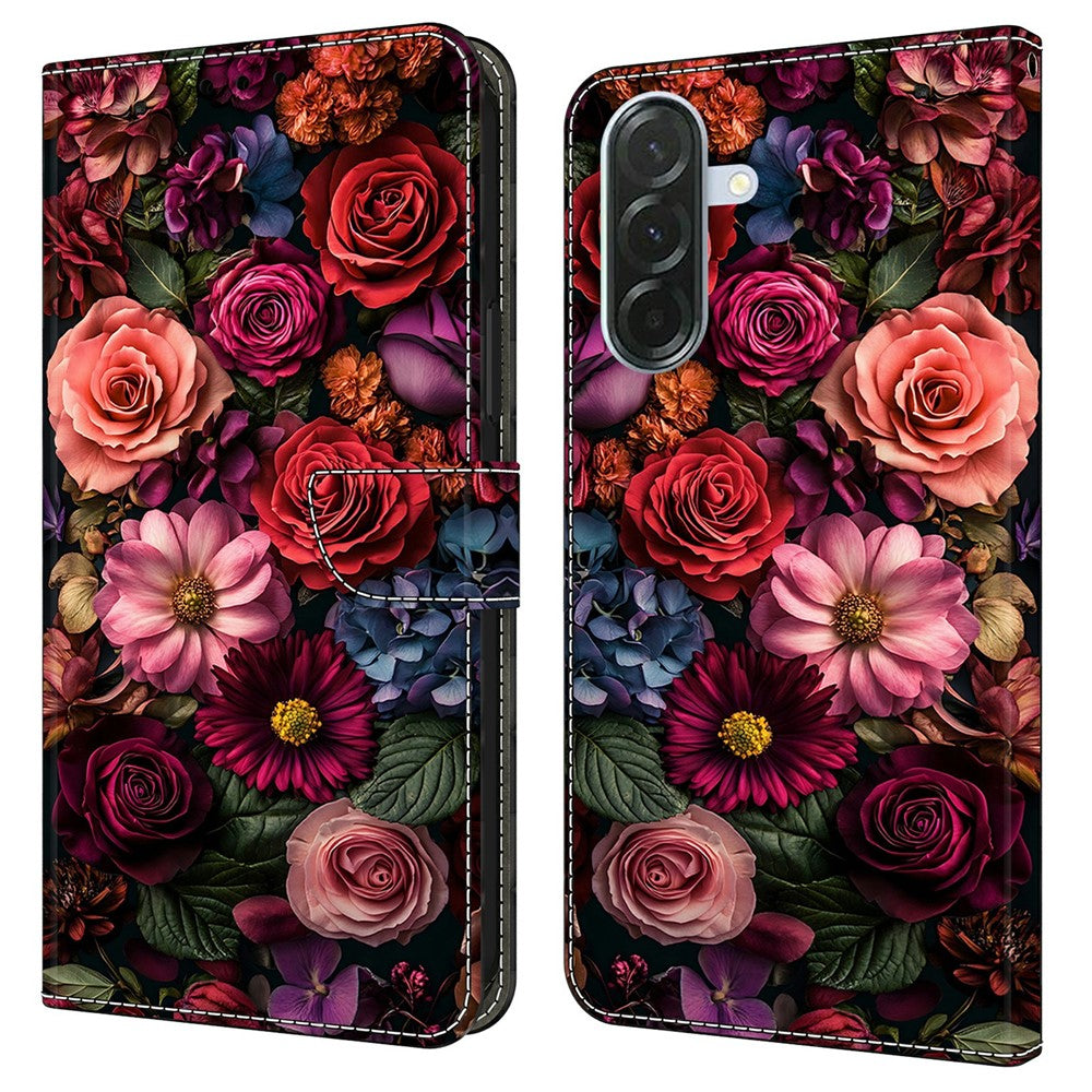 For Samsung Galaxy A57 5G Wallet Case Pattern Printing PU Leather Flip Stand Phone Cover - Floral