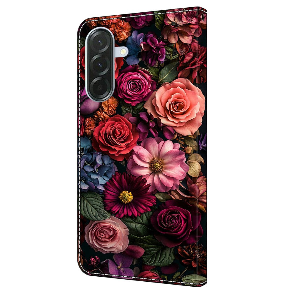 For Samsung Galaxy A57 5G Wallet Case Pattern Printing PU Leather Flip Stand Phone Cover - Floral