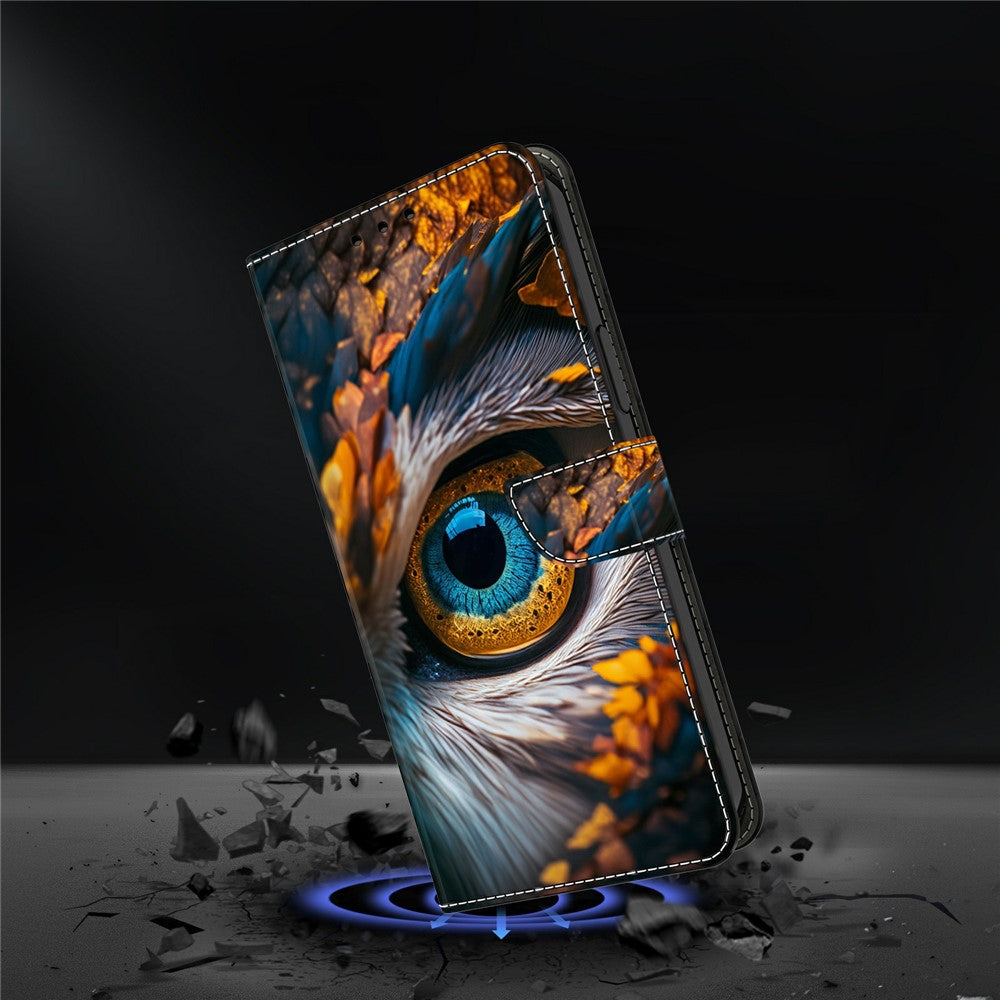 For Samsung Galaxy A57 5G Wallet Case Pattern Printing PU Leather Flip Stand Phone Cover - Blue Eyes
