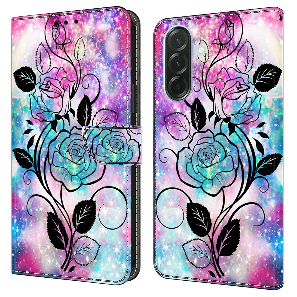 For Samsung Galaxy A57 5G Wallet Case Pattern Printing PU Leather Flip Stand Phone Cover - Pen Drawing Rose