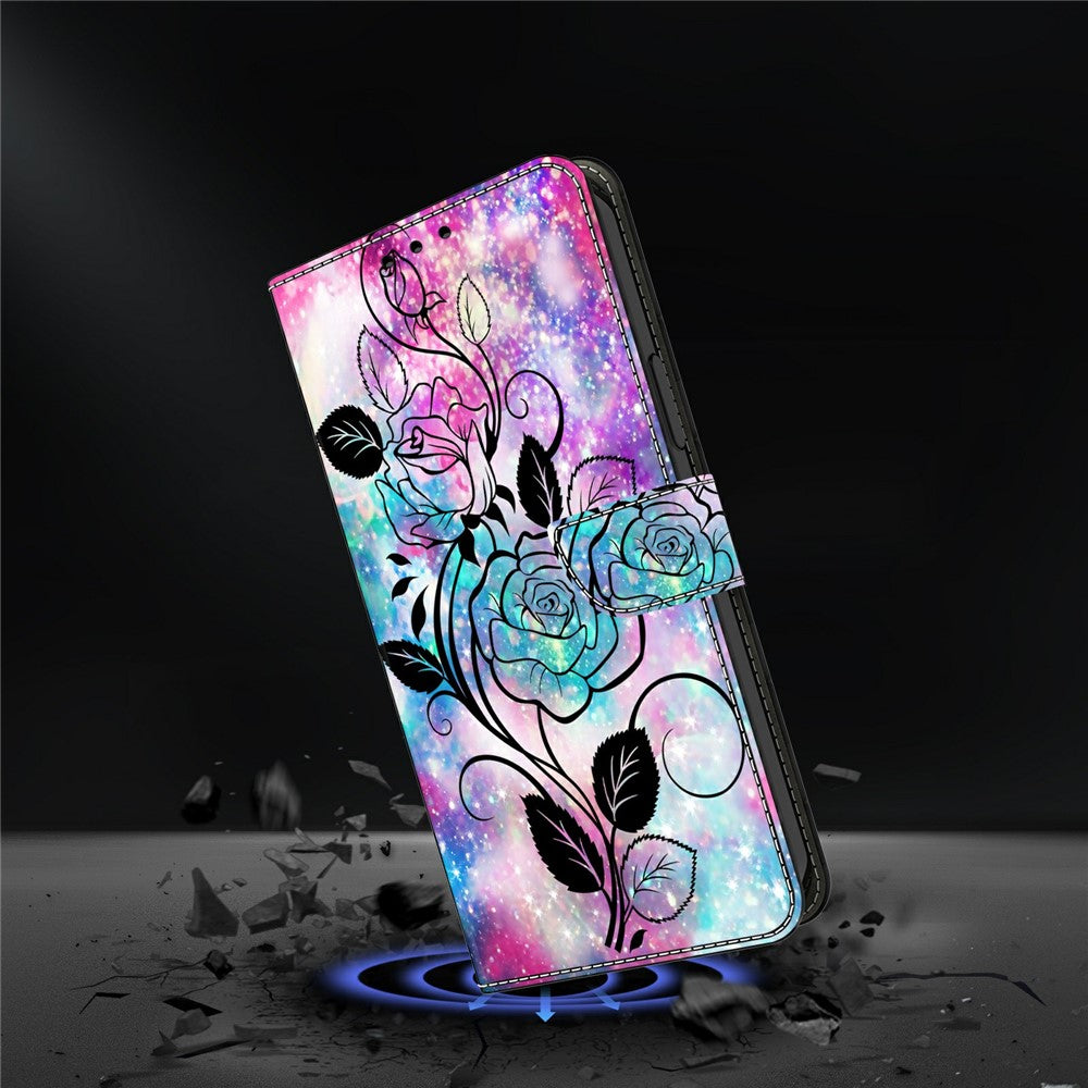For Samsung Galaxy A57 5G Wallet Case Pattern Printing PU Leather Flip Stand Phone Cover - Pen Drawing Rose