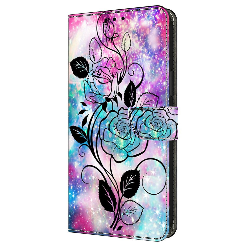 For Samsung Galaxy A57 5G Wallet Case Pattern Printing PU Leather Flip Stand Phone Cover - Pen Drawing Rose