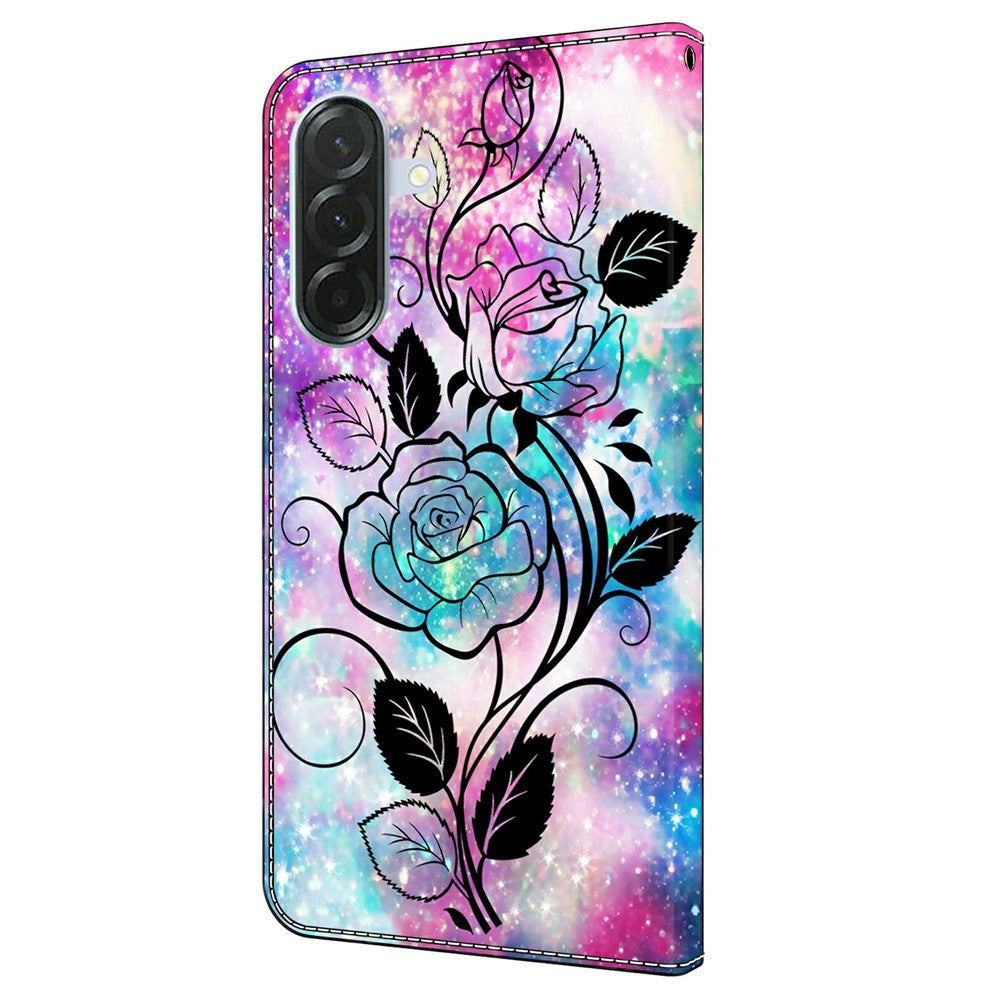 For Samsung Galaxy A57 5G Wallet Case Pattern Printing PU Leather Flip Stand Phone Cover - Pen Drawing Rose