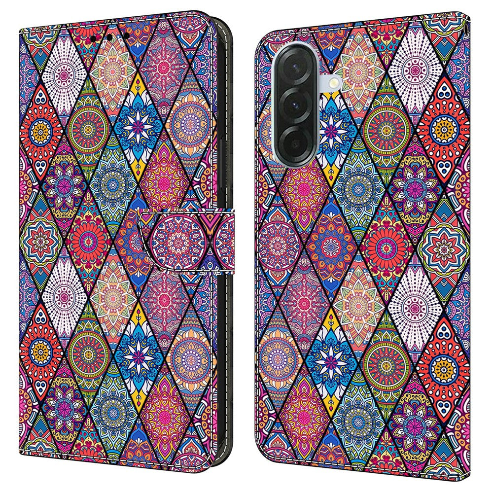 For Samsung Galaxy A57 5G Wallet Case Pattern Printing PU Leather Flip Stand Phone Cover - Red Leather