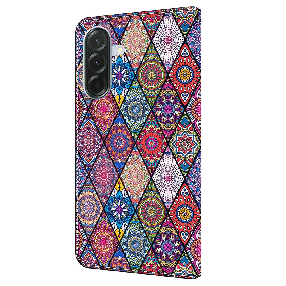 For Samsung Galaxy A57 5G Wallet Case Pattern Printing PU Leather Flip Stand Phone Cover - Red Leather