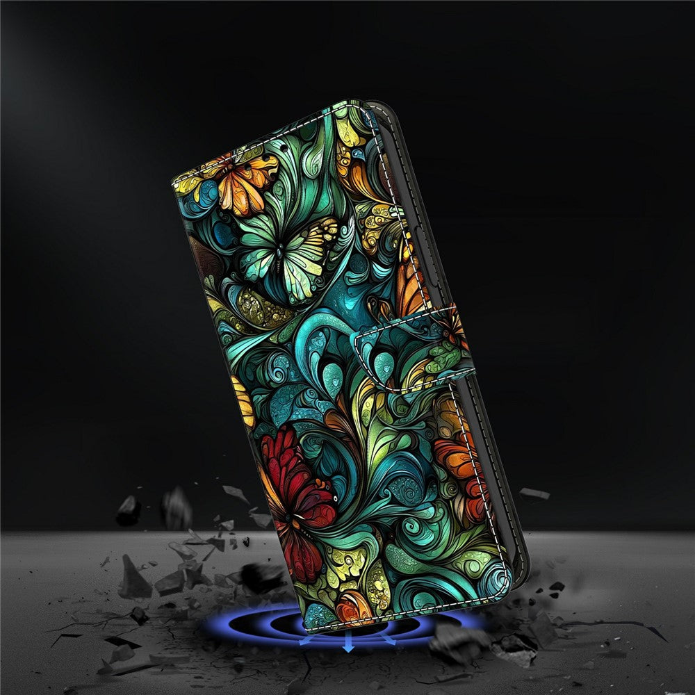 For Samsung Galaxy A57 5G Wallet Case Pattern Printing PU Leather Flip Stand Phone Cover - Watercolor Flowers and Plants