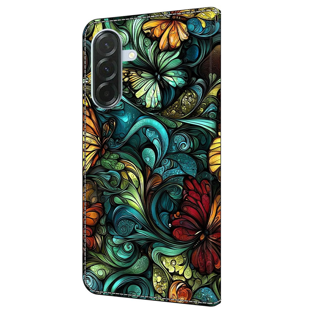 For Samsung Galaxy A57 5G Wallet Case Pattern Printing PU Leather Flip Stand Phone Cover - Watercolor Flowers and Plants