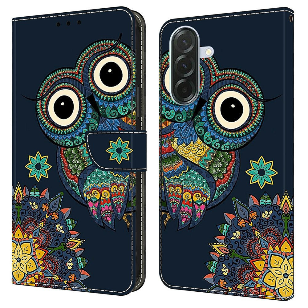 For Samsung Galaxy A57 5G Wallet Case Pattern Printing PU Leather Flip Stand Phone Cover - Mandala Owl