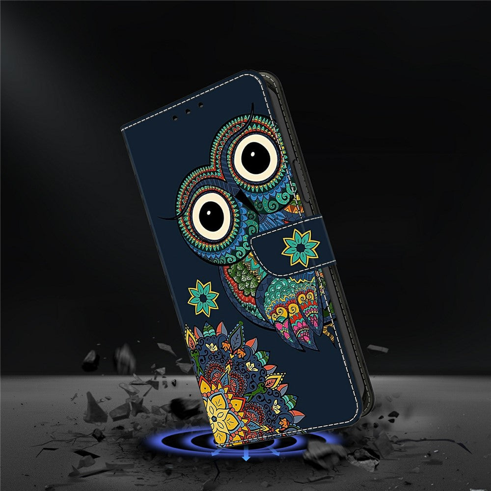 For Samsung Galaxy A57 5G Wallet Case Pattern Printing PU Leather Flip Stand Phone Cover - Mandala Owl