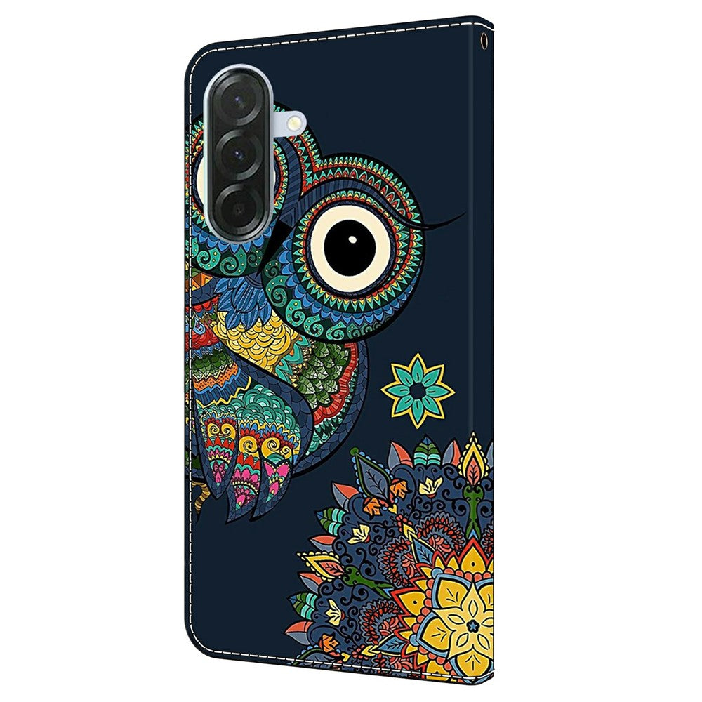 For Samsung Galaxy A57 5G Wallet Case Pattern Printing PU Leather Flip Stand Phone Cover - Mandala Owl