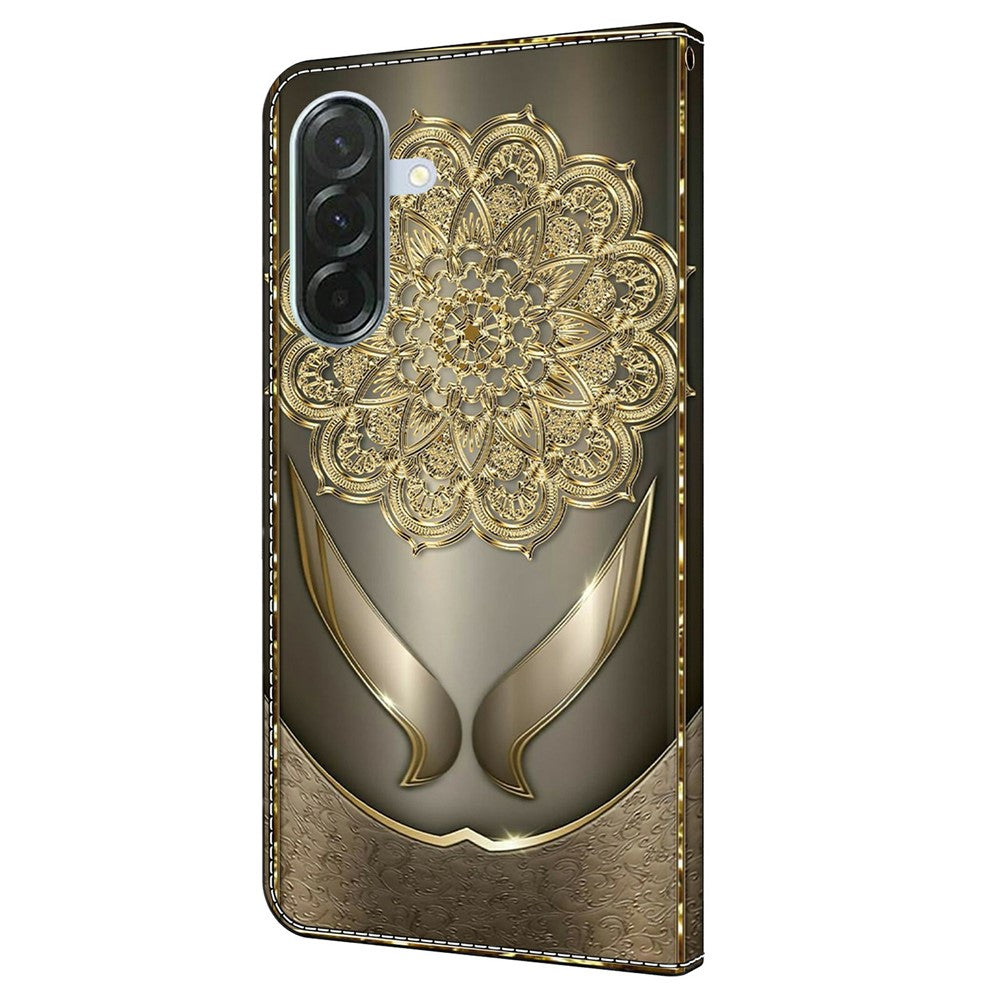 For Samsung Galaxy A57 5G Wallet Case Pattern Printing PU Leather Flip Stand Phone Cover - Shining Golden Flowers