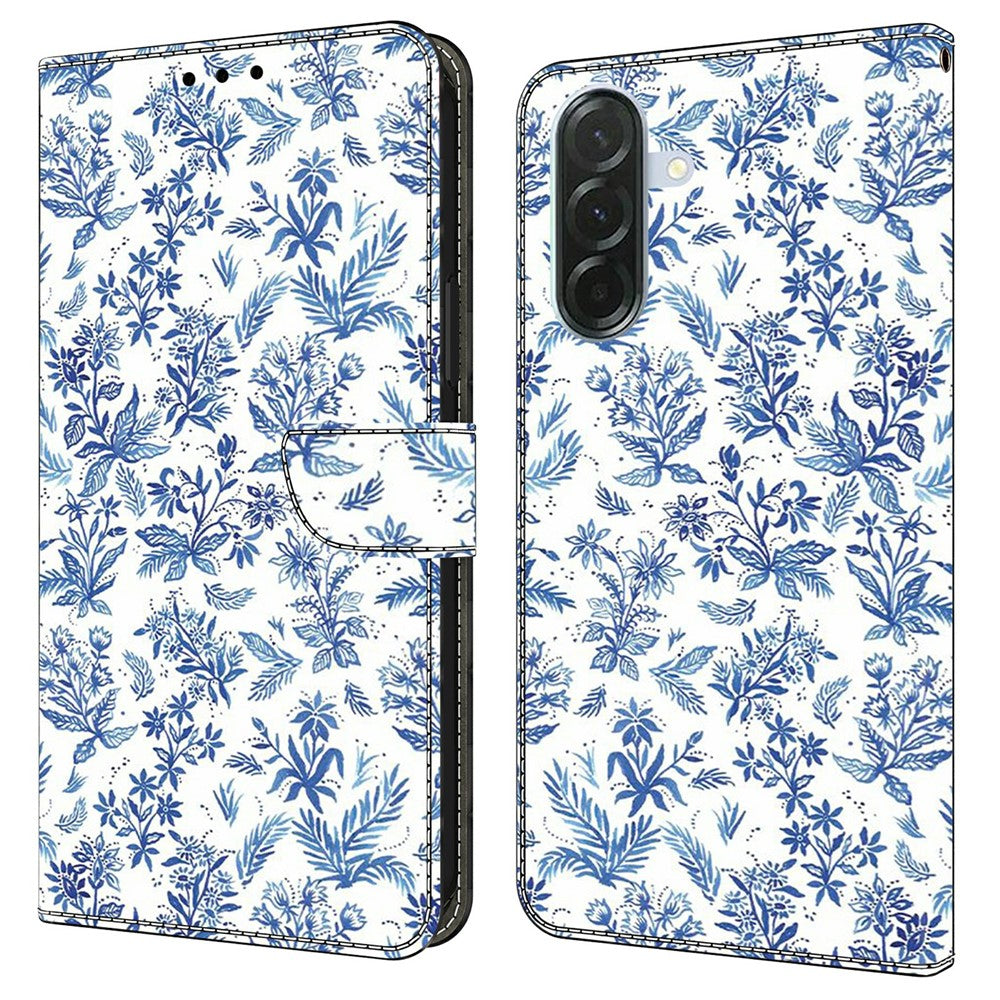 For Samsung Galaxy A57 5G Wallet Case Pattern Printing PU Leather Flip Stand Phone Cover - Flower Field