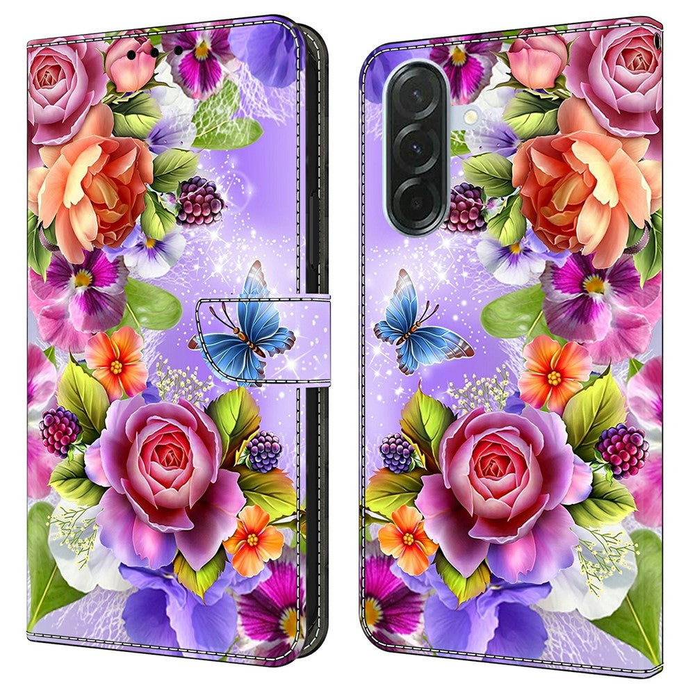 For Samsung Galaxy A57 5G Wallet Case Pattern Printing PU Leather Flip Stand Phone Cover - Flowers