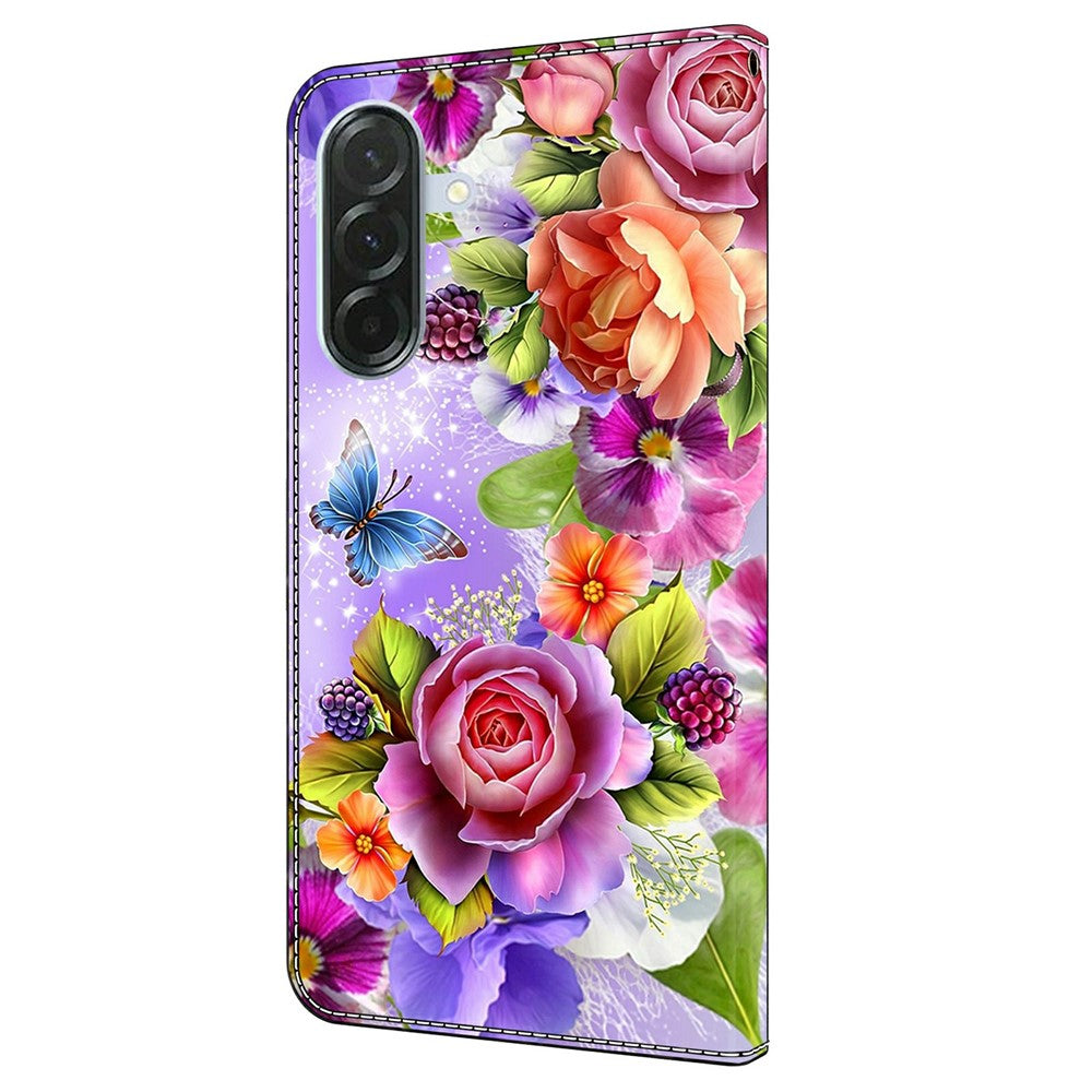For Samsung Galaxy A57 5G Wallet Case Pattern Printing PU Leather Flip Stand Phone Cover - Flowers