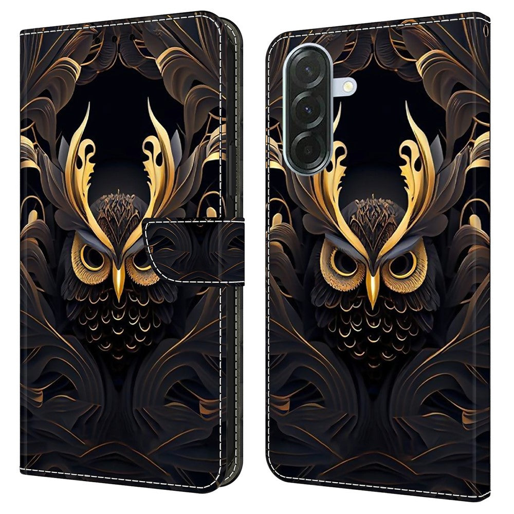 For Samsung Galaxy A57 5G Wallet Case Pattern Printing PU Leather Flip Stand Phone Cover - Owl