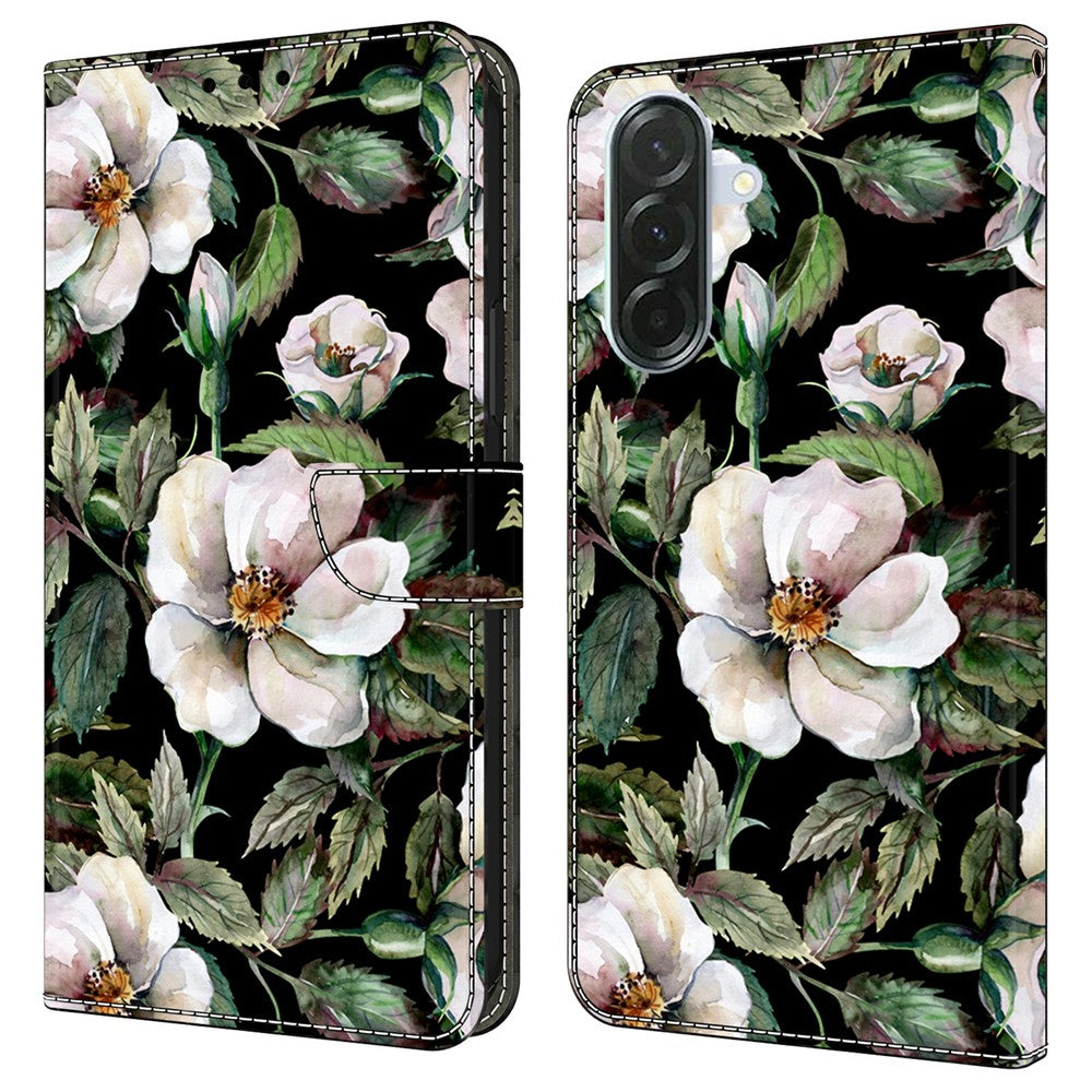 For Samsung Galaxy A57 5G Case Foldable Stand Wallet Pattern Printing PU Leather Flip Phone Cover - Large Flower