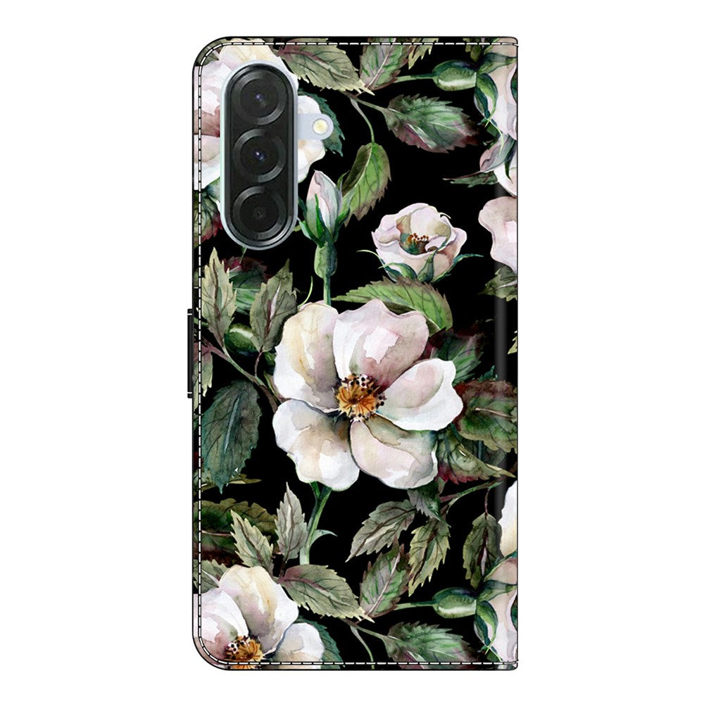 For Samsung Galaxy A57 5G Case Foldable Stand Wallet Pattern Printing PU Leather Flip Phone Cover - Large Flower