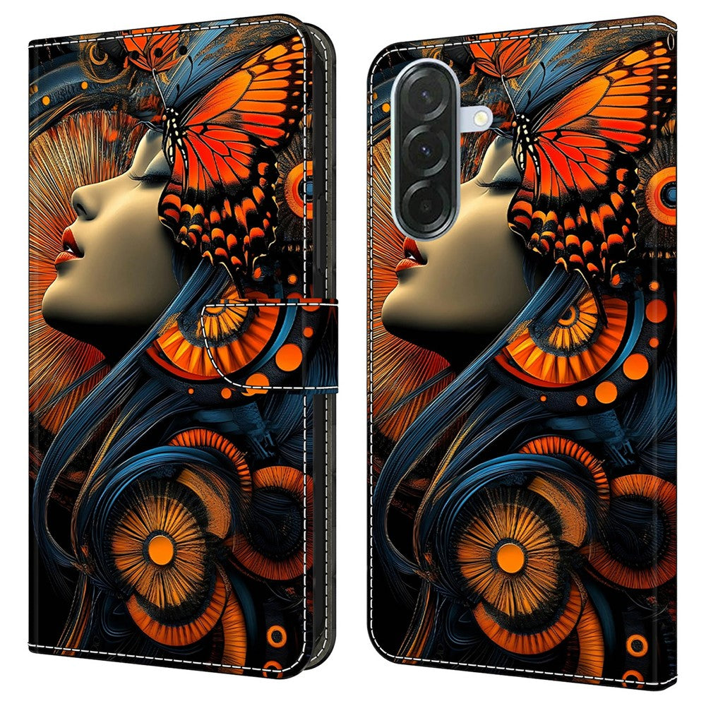 For Samsung Galaxy A57 5G Case Foldable Stand Wallet Pattern Printing PU Leather Flip Phone Cover - Dreamy Girl